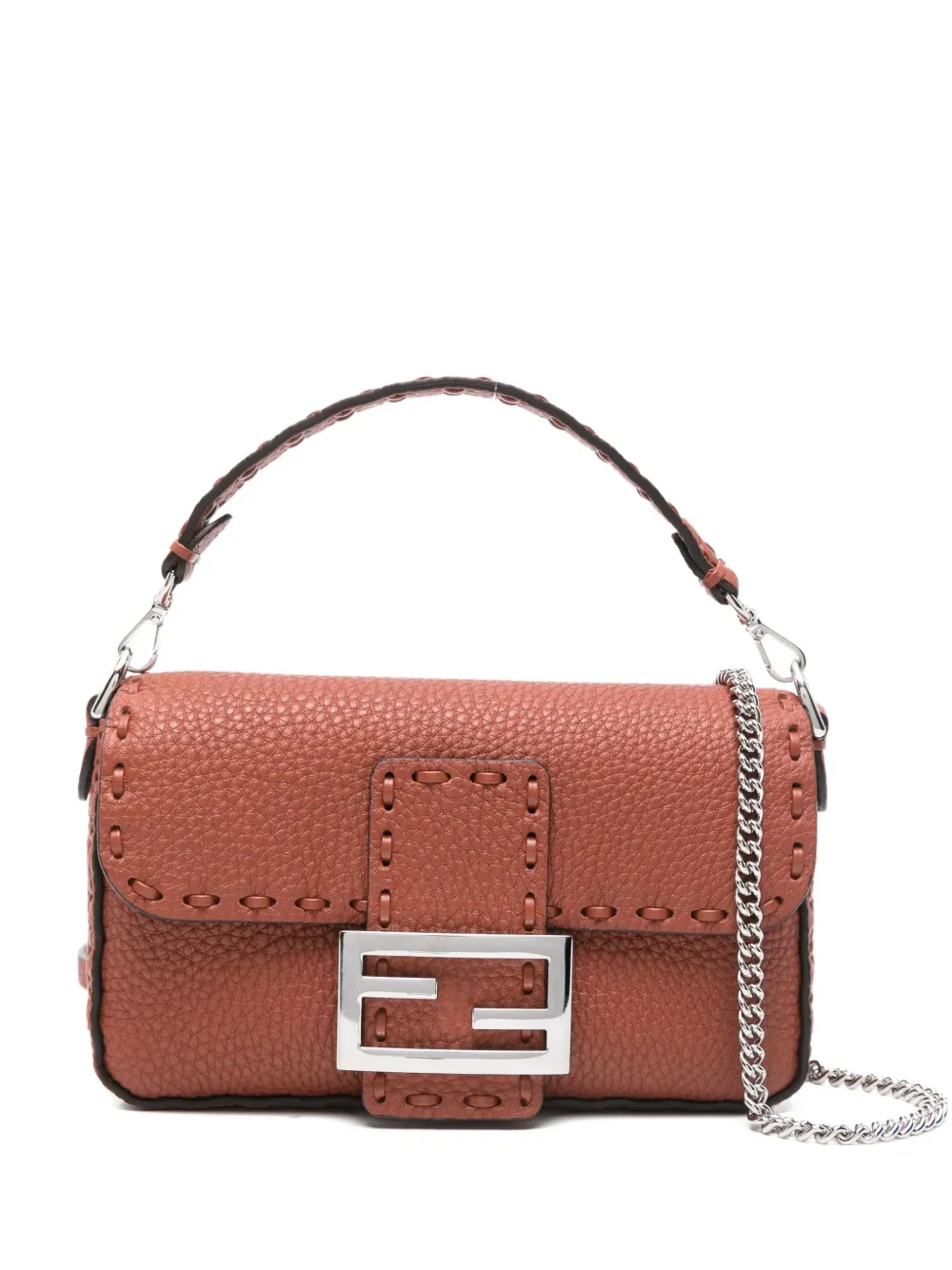 

Мини-сумка-тоут с вышивкой «багет» FENDI, коричневый