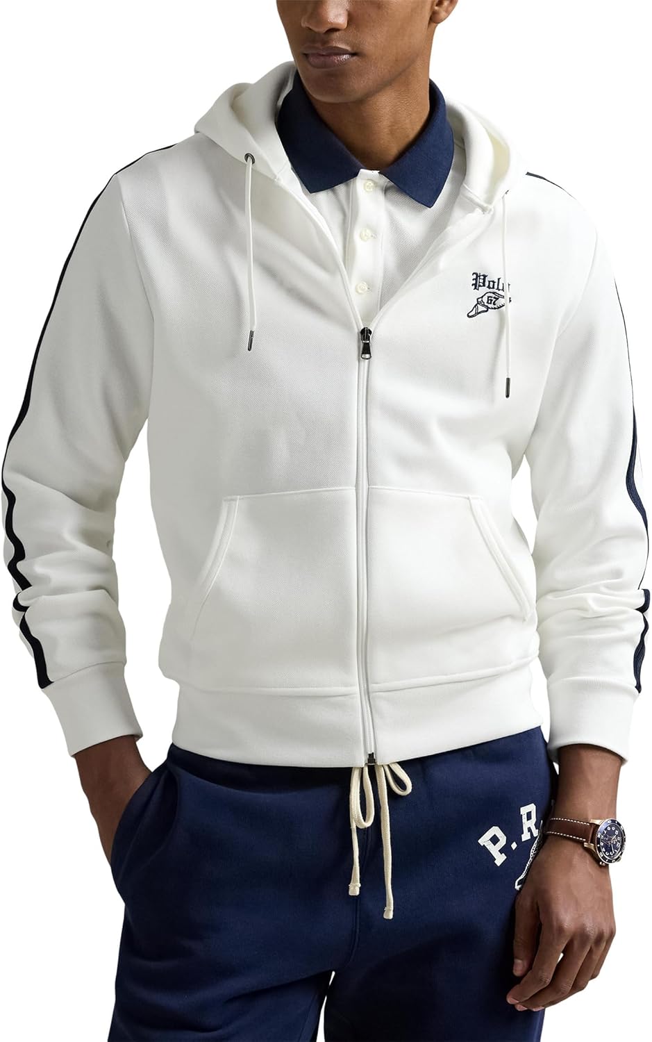 

POLO RALPH LAUREN мужская худи на молнии из двойного трикотажа, White Multi