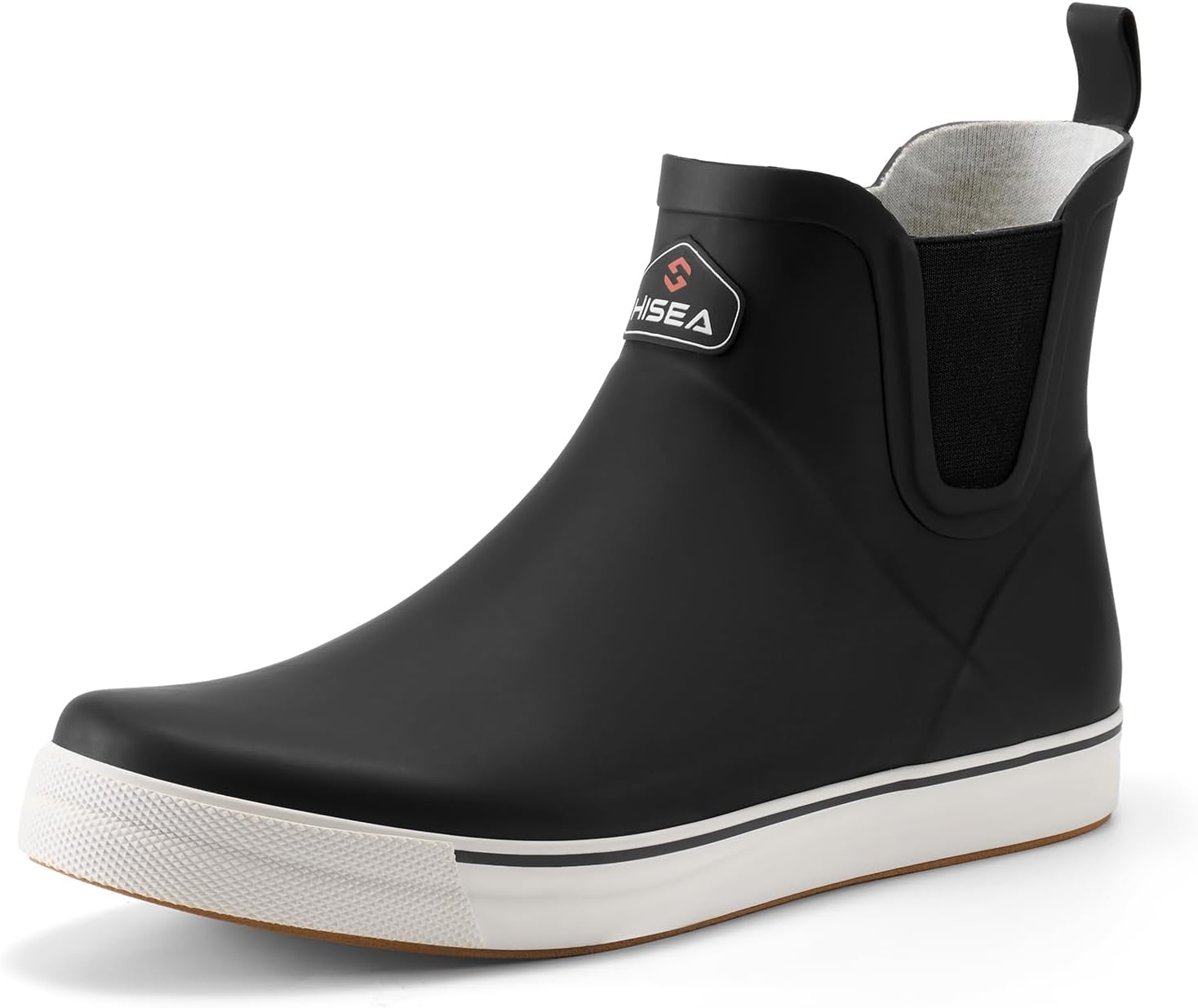 

Мужские ботинки HISEA на палубу, короткие дождевые ботинки, водонепроницаемые резиновые для рыбалки в соленой воде, для парусного спорта, черный