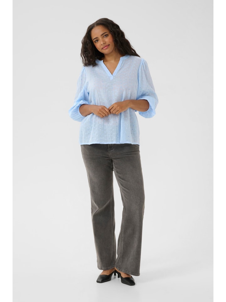 

KAFFE curve Блузка с длинными рукавами KCmaia А-образного силуэта в цвете Windsurfer