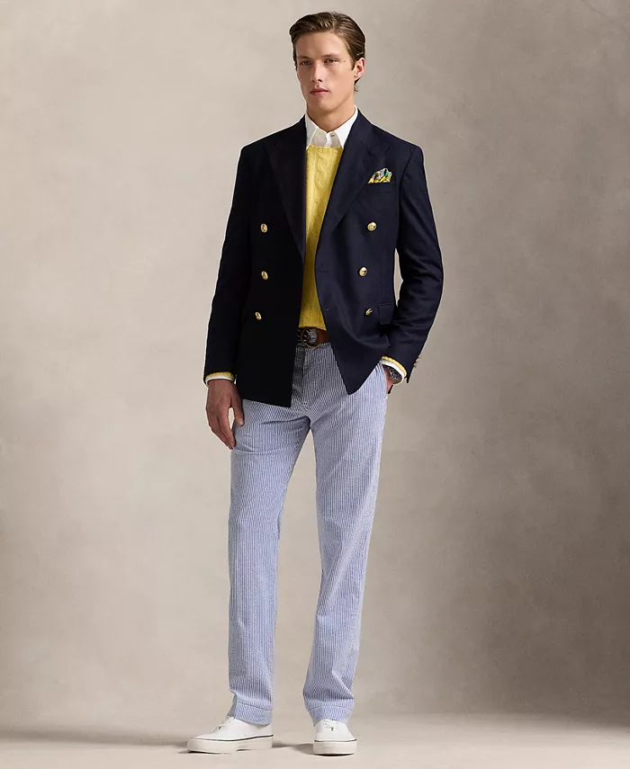 

Мужские прямые брюки из стрейч-пике Polo Ralph Lauren, синий