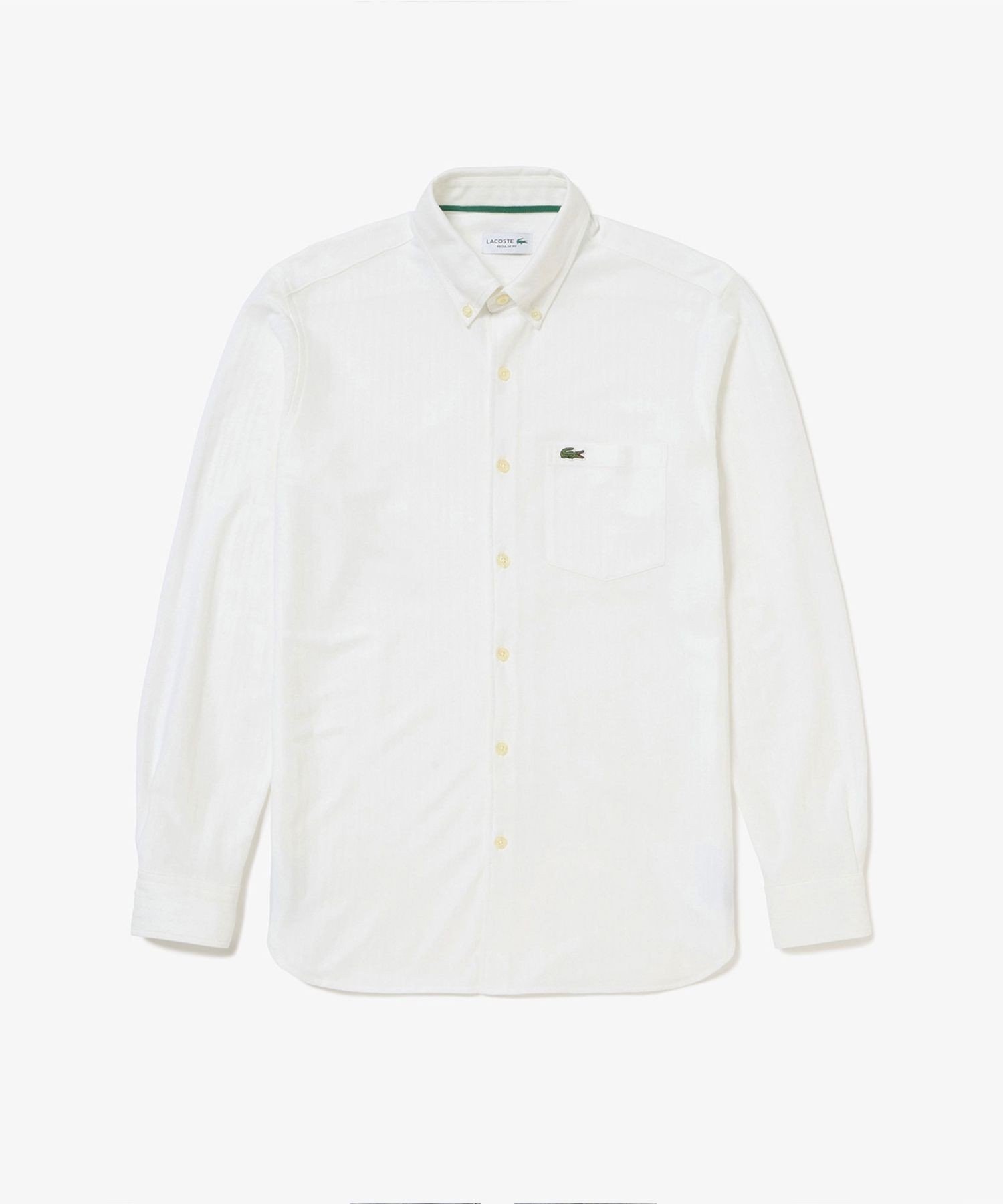 Рубашка из трикотажа с жаккардовой полосой и пуговицами LACOSTE, White — фото 3