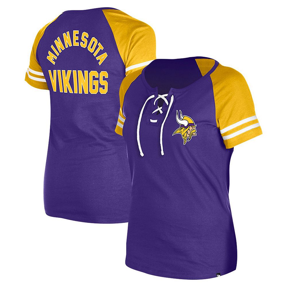 

Женская фиолетовая футболка New Era Minnesota Vikings со шнуровкой реглан, цвет Mvk Purple