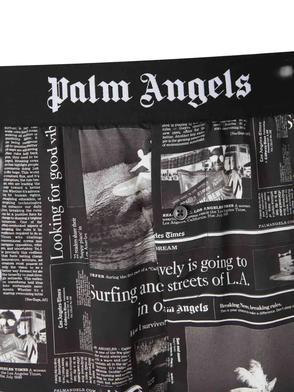 Шорты с газетным принтом и эластичным поясом Palm Angels, черный — фото 4