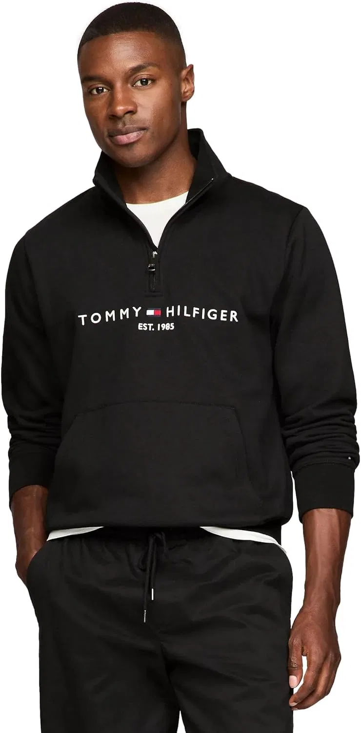 Свитшот Tommy Hilfiger Adaptive Quarter Zip With Extended Zipper Pull, черный