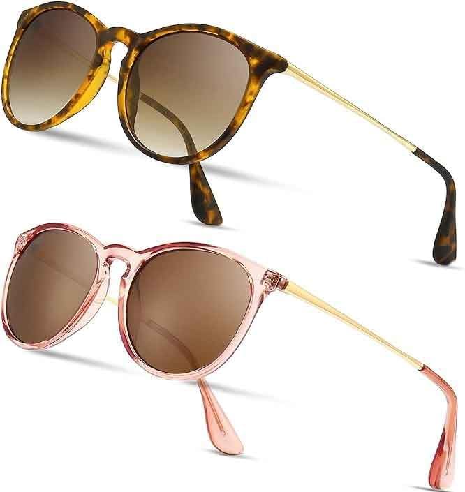 

Винтажные круглые солнцезащитные очки для женщин и мужчин в классическом ретро-дизайнерском стиле Generic, 2 Pack (Polarized): Matte Amber/Brown Gradient+glossy Pink Brown/Light-brown