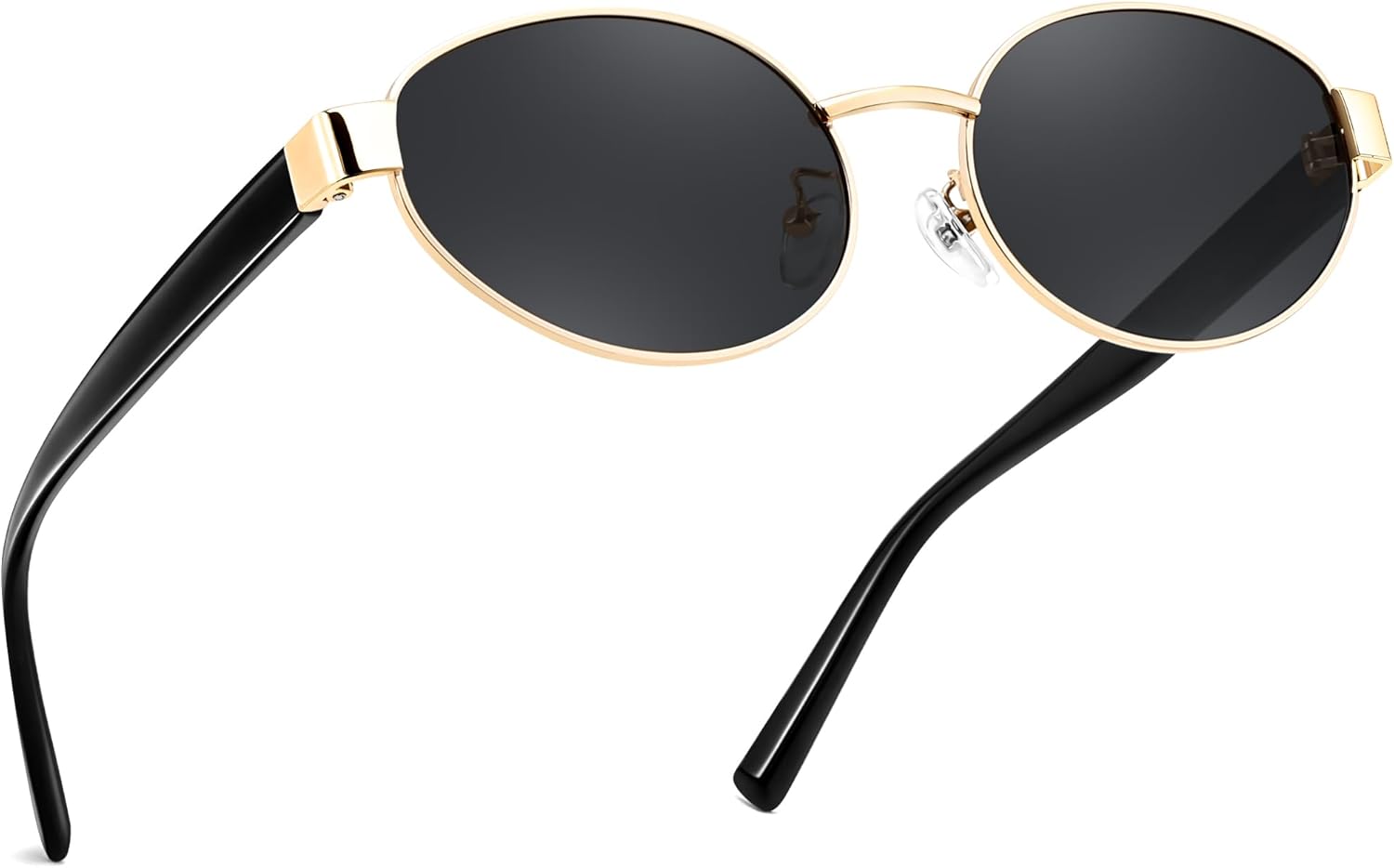 

Солнцезащитные очки FEISEDY для мужчин и женщин с защитой UV400, в стиле ретро, ​​модные, классические, овальные, маленькая металлическая оправа, артикул B0402, Gold Frame Grey Lens Black Legs