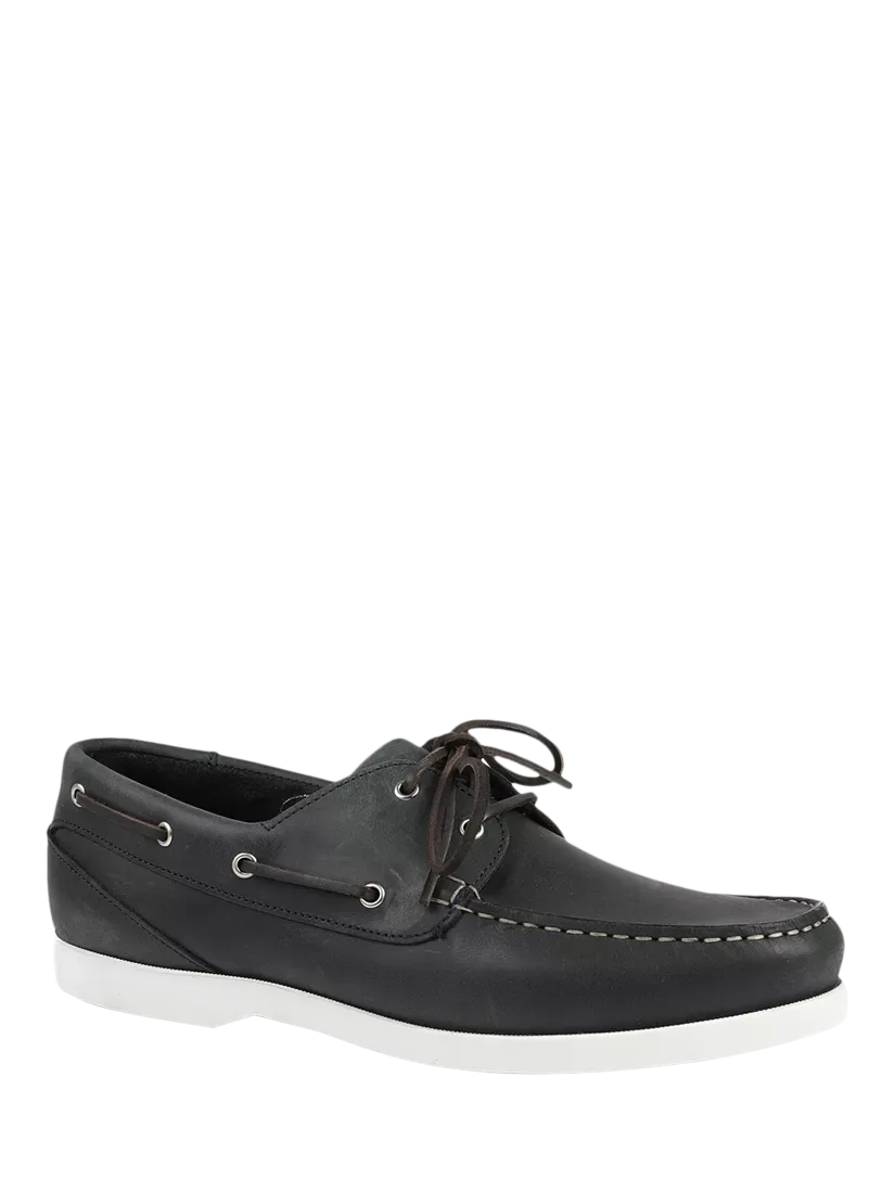 Кожаные лодочные туфли Parsons с широкой колодкой Jones Bootmaker, Navy — фото 2