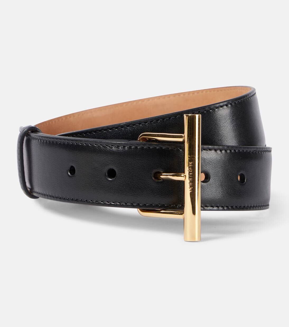 

Кожаный ремень Alexander Mcqueen, цвет black/gold