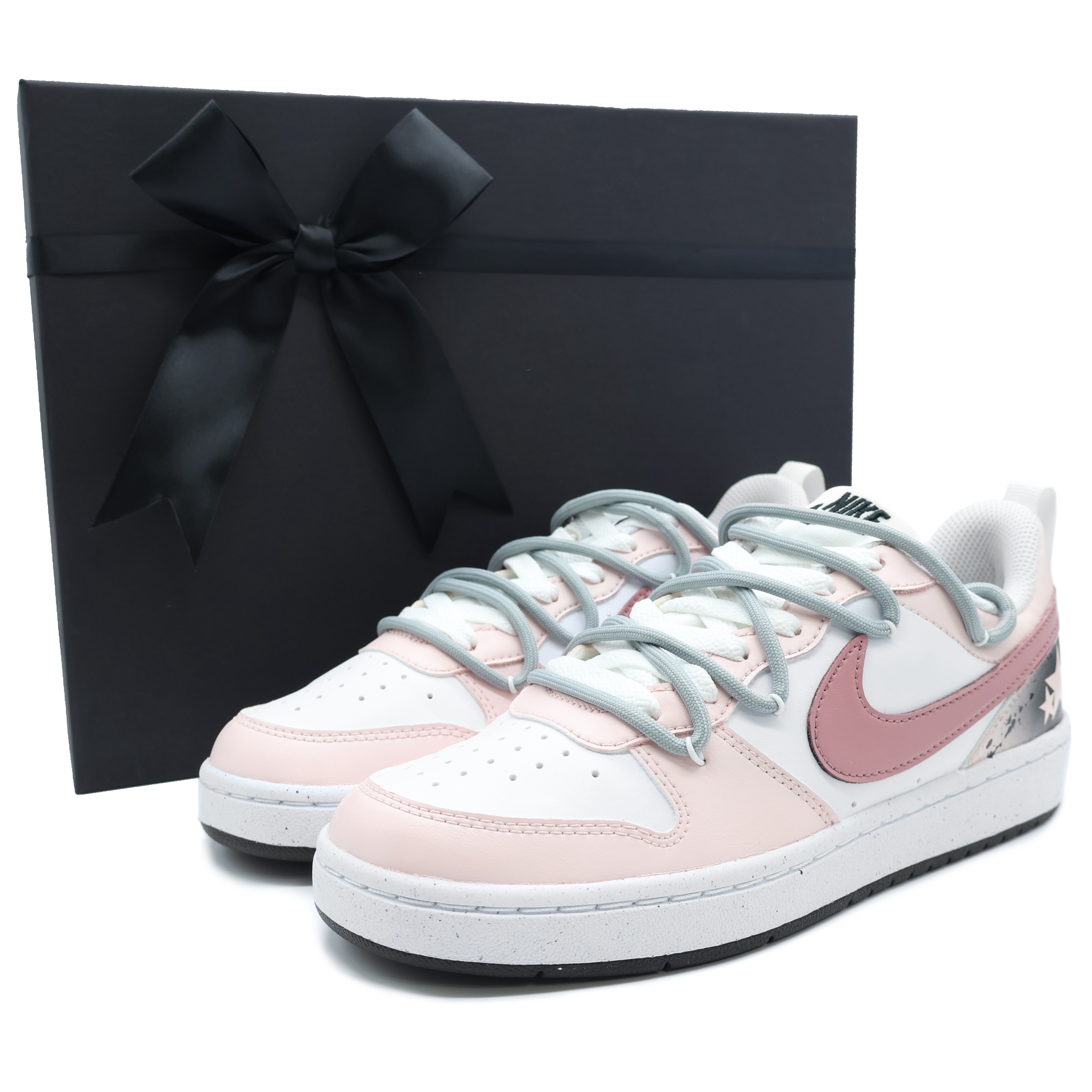 

Кроссовки Nike Court Borough Skateboard Shoes Women's Low-Top Pink White, Розовый, Кроссовки Nike Court Borough Skateboard Shoes Women's Low-Top Pink White