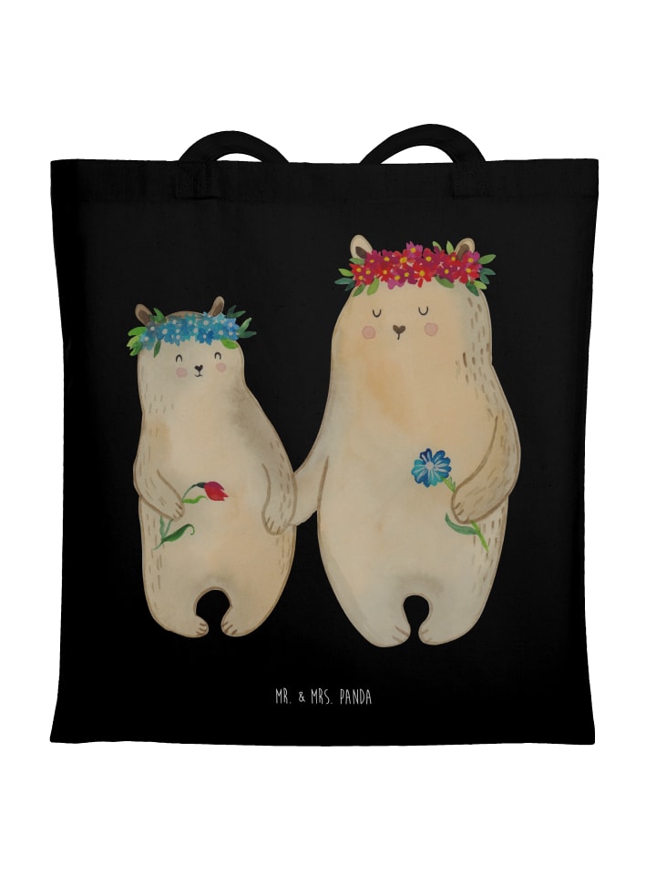 

Mr. & Mrs. Panda Черная сумка с медведями и цветочным венком, без слов