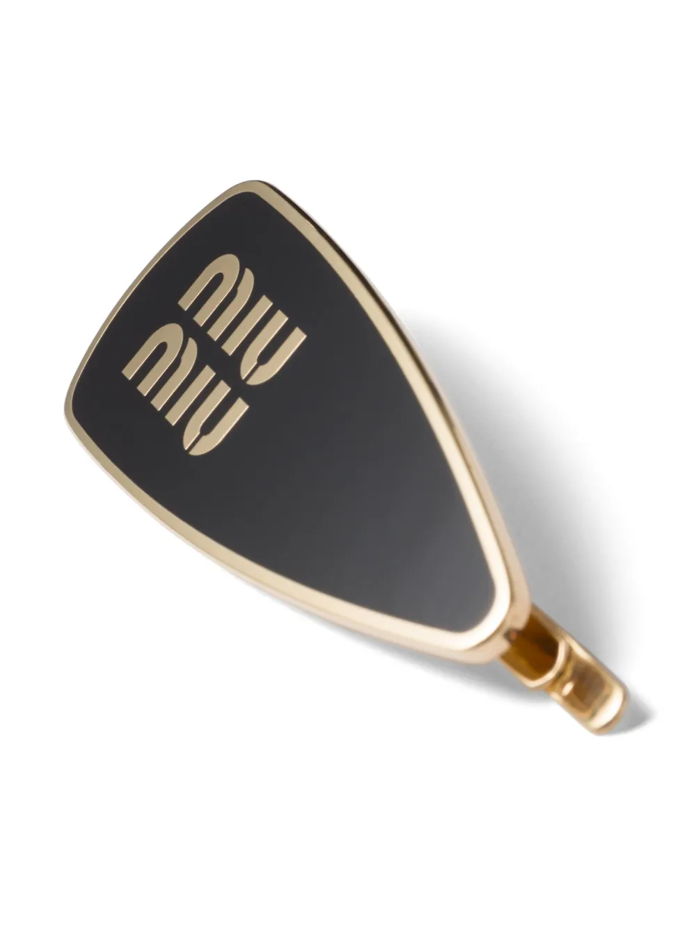 Эмалированная заколка для волос с логотипом Miu Miu, черный — фото 2
