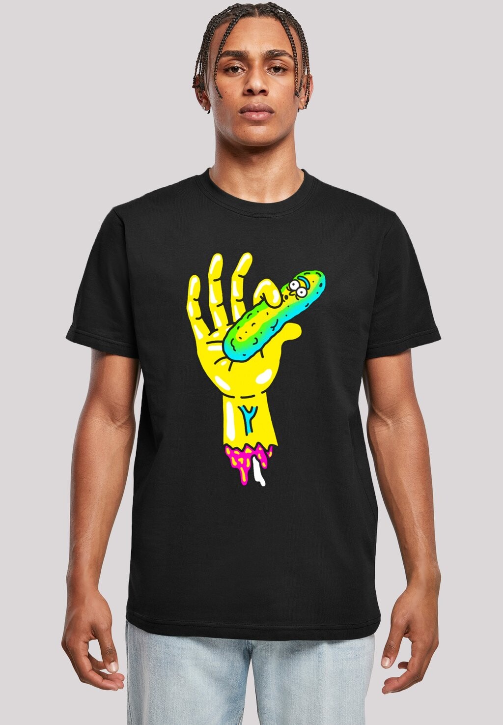 

Футболка с принтом RICK AND MORTY PICKLE HAND F4NT4STIC, цвет black