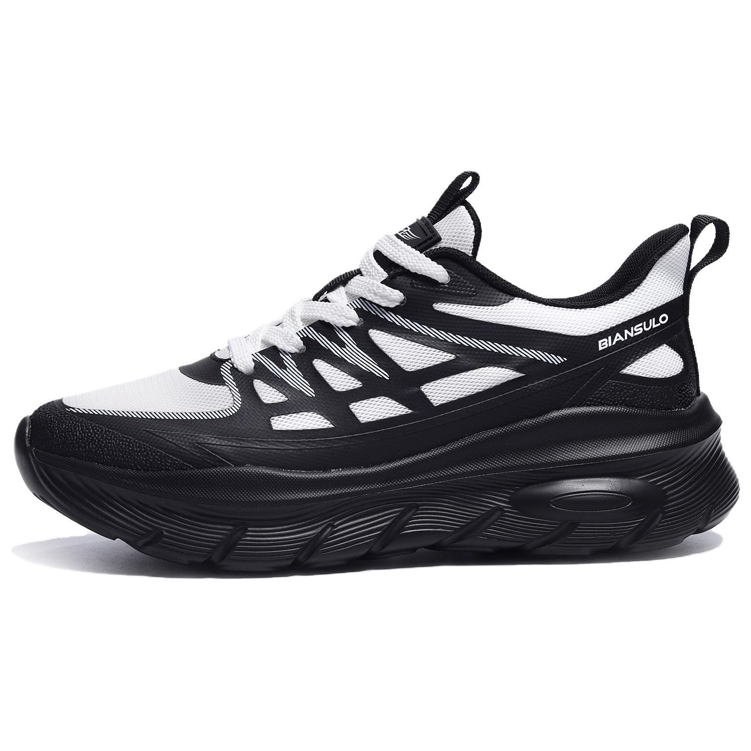 

BIANSULONG Амортизирующие нескользящие и износостойкие низкие кеды для бега унисекс бело-серебристые, цвет White Silver