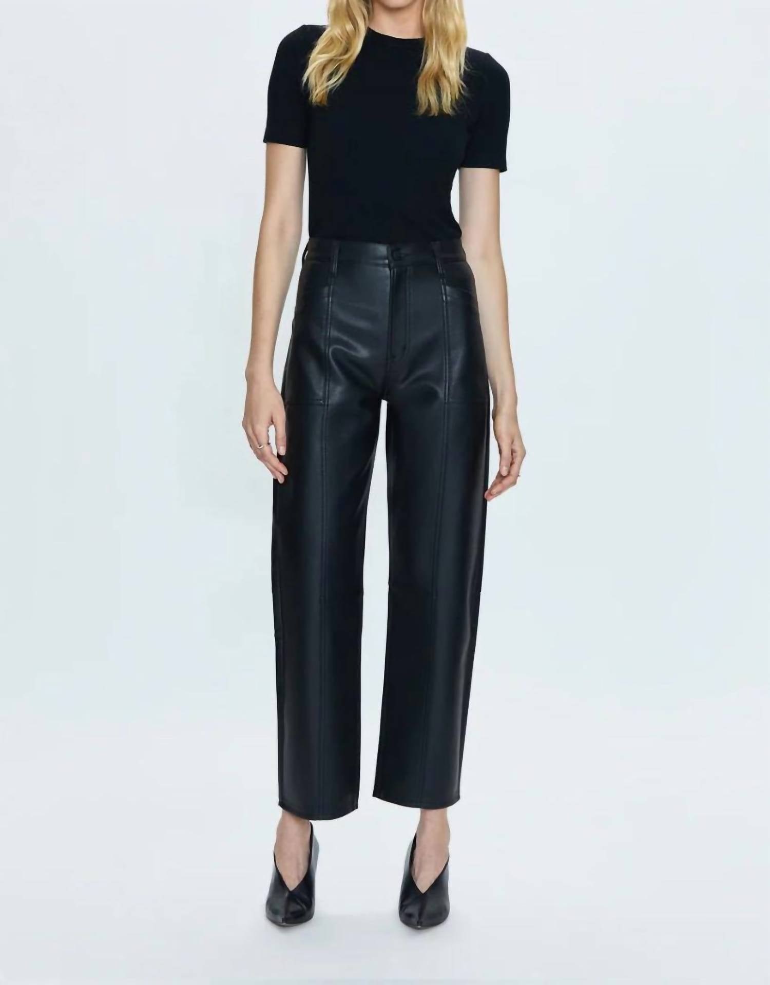 

Джинсы Taylor High Rise Bowed Straight Jeans в грифельно-черном цвете PISTOLA