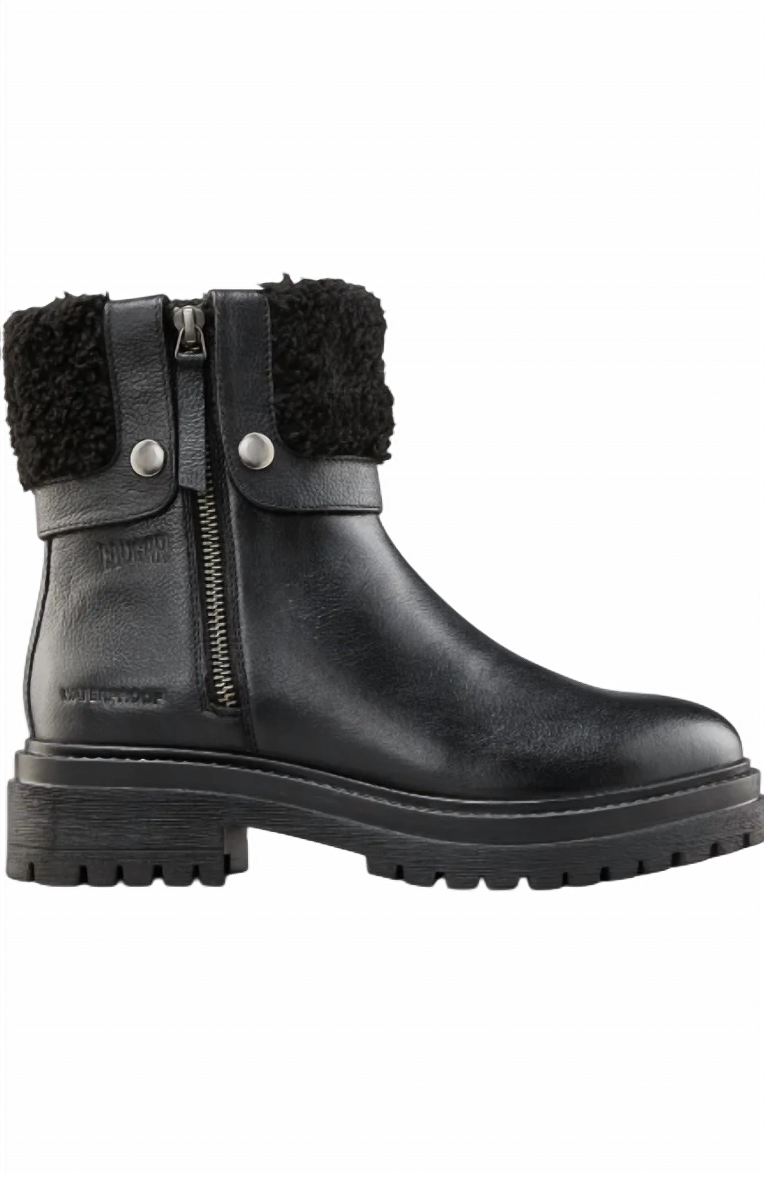 Женские водонепроницаемые ботинки Vigo Faux Shearling Cuff из черной кожи COUGAR