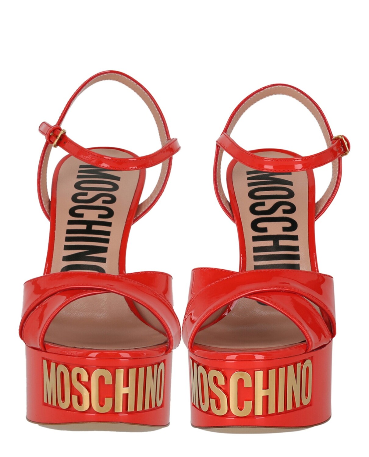 Сандалии на платформе с металлическим логотипом Moschino, оранжевый — фото 4