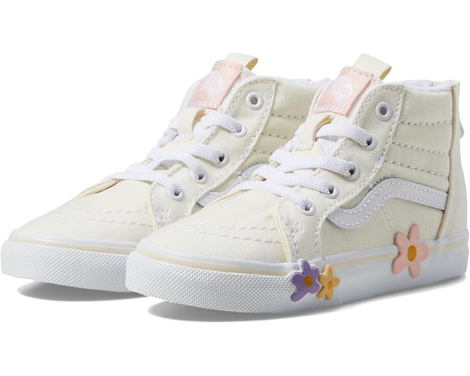 

Кроссовки Vans Kids Sk8-Hi Zip Flower, цвет Egret