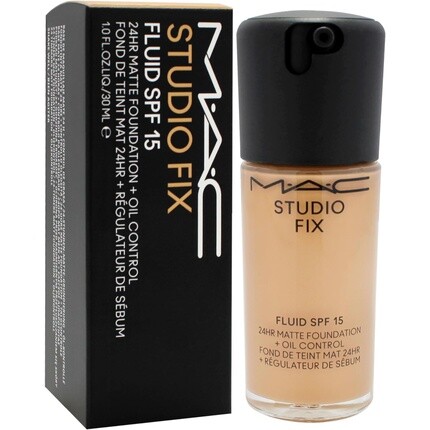 MAC Studio Fix Fluid SPF 15 24-часовая матовая основа плюс контроль жирности NC40 для женщин, 1 унция — фото 3