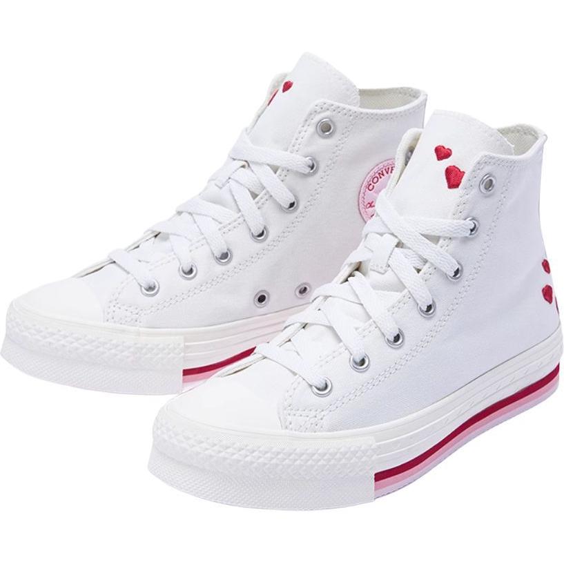 Детские кеды All Star High Top из хлопка Converse, белый/розовый — фото 3