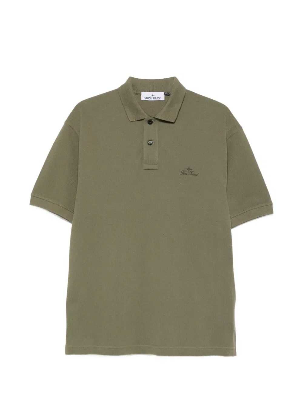 Поло-рубашка с вышивкой и пуговицами Stone Island, зеленый