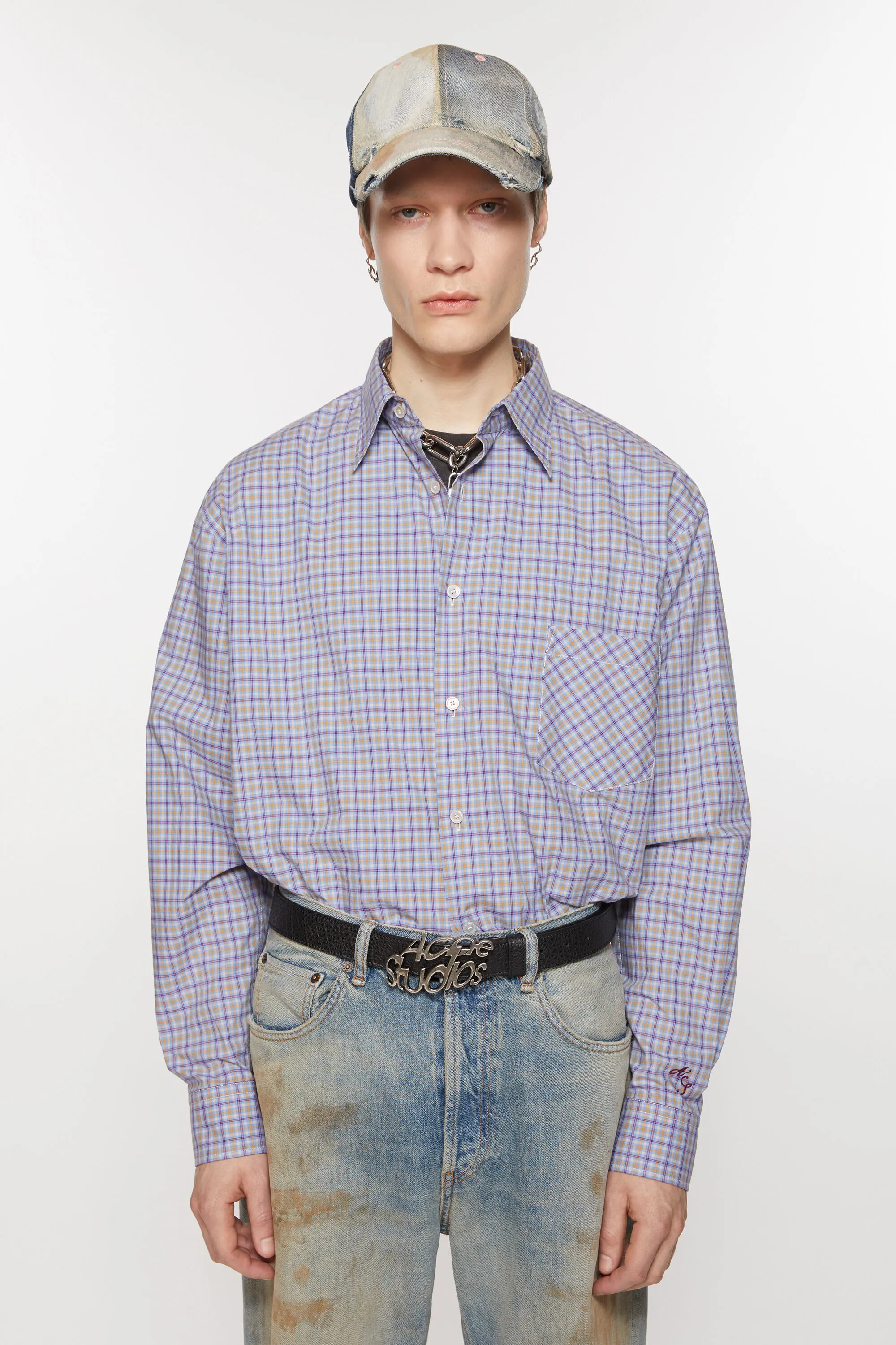 

Рубашка на пуговицах Acne Studios, цвет Cornflower Blue/yellow