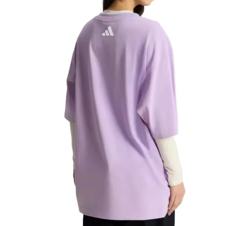 Футболка унисекс Powder Plum Purple с круглым вырезом, прямой крой Adidas — фото 3