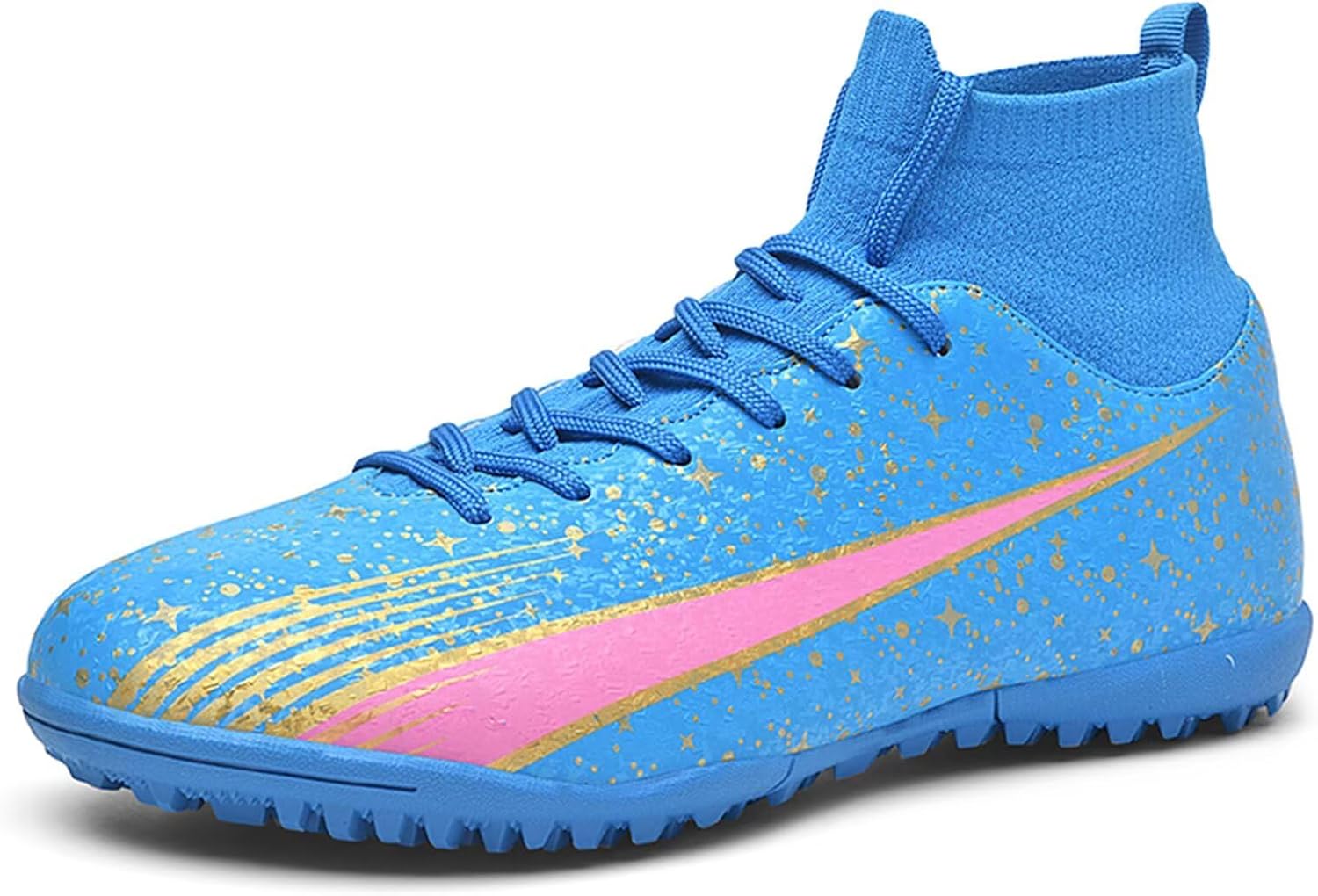

Мужские футбольные бутсы для искусственного газона, женские и детские высокие футбольные бутсы для игры в помещении, спортивные бутсы до щиколотки с шипами для игры в помещении AG Purfitall, Blue05