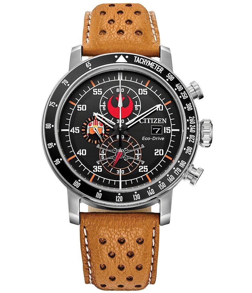 

Мужские часы Citizen из коллекции «Звездные войны» Rebel Pilot Chronograph с оранжевым кожаным ремешком