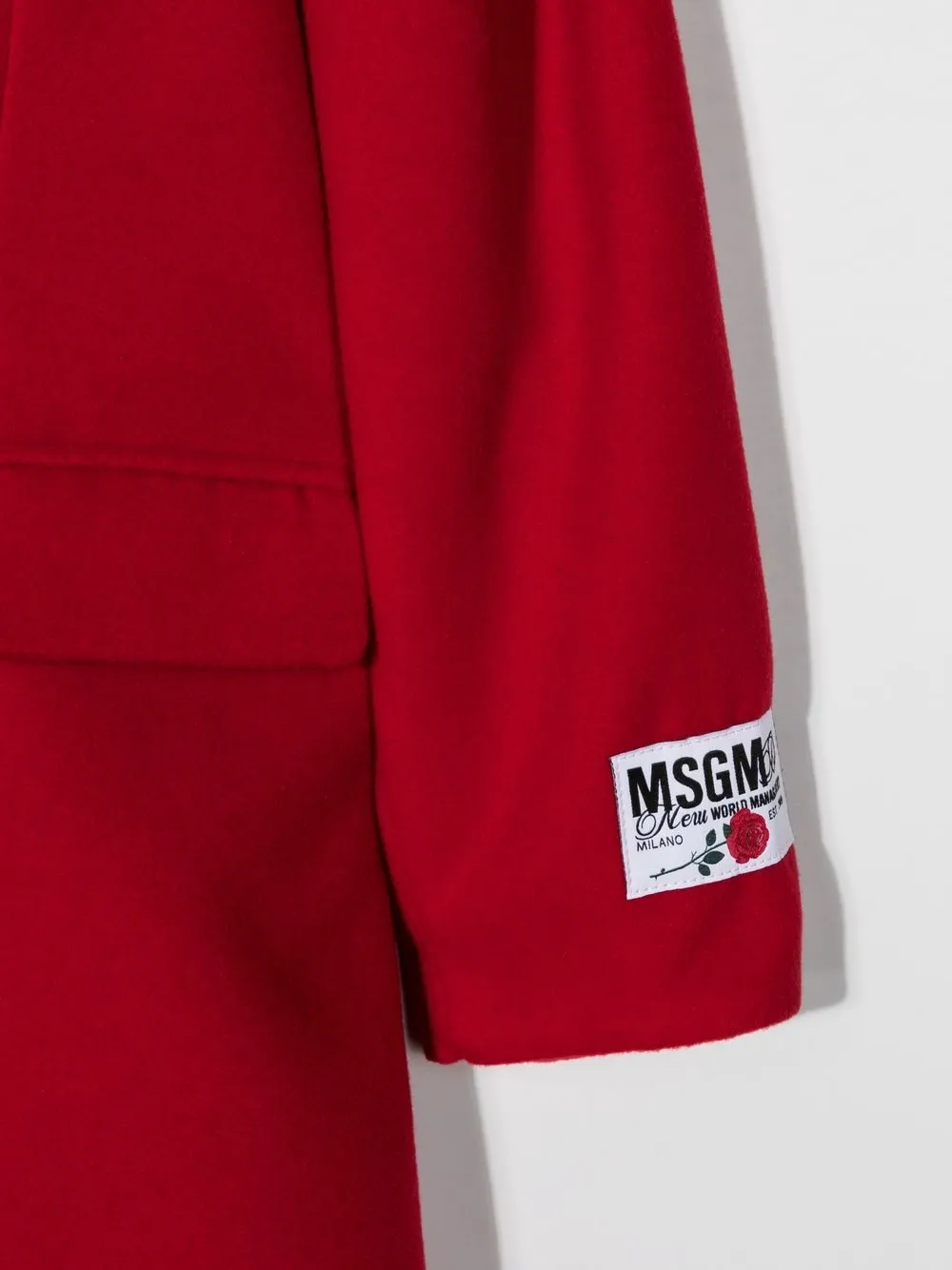 Двубортный бушлат с нашивкой-логотипом MSGM Kids, красный — фото 3