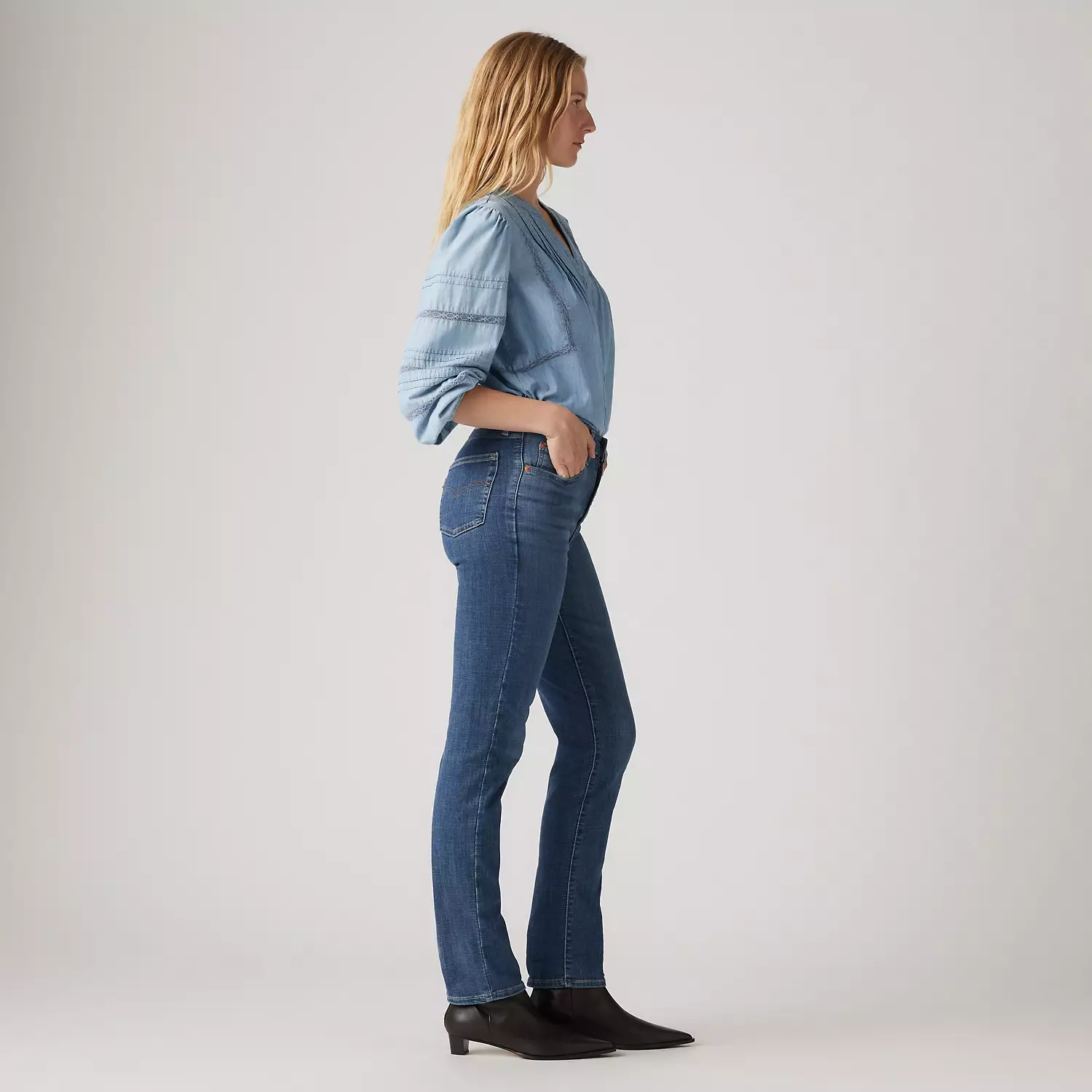724 узкие прямые женские джинсы с высокой посадкой Levi's, цвет Way Way Back - Medium Wash — фото 2