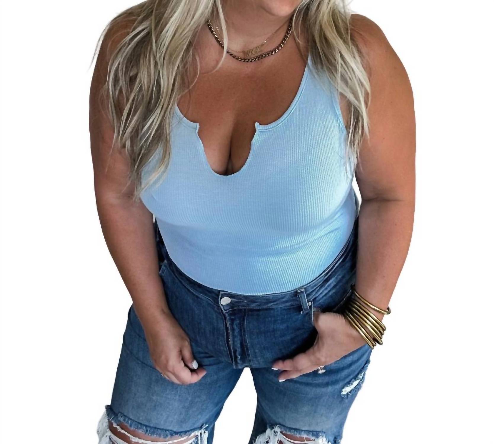 

Базовый комбинезон-майка Babe Tank в нежно-голубом цвете BLAKELEY