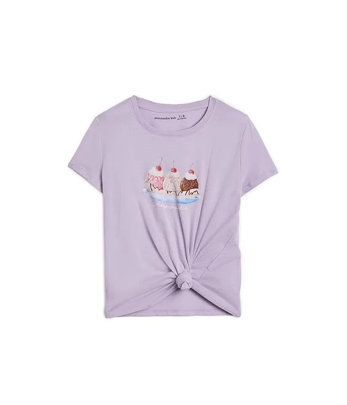 Футболка с мороженым Oversize Ice Cream Sundae Side Knot Tee abercrombie kids, Jet Stream