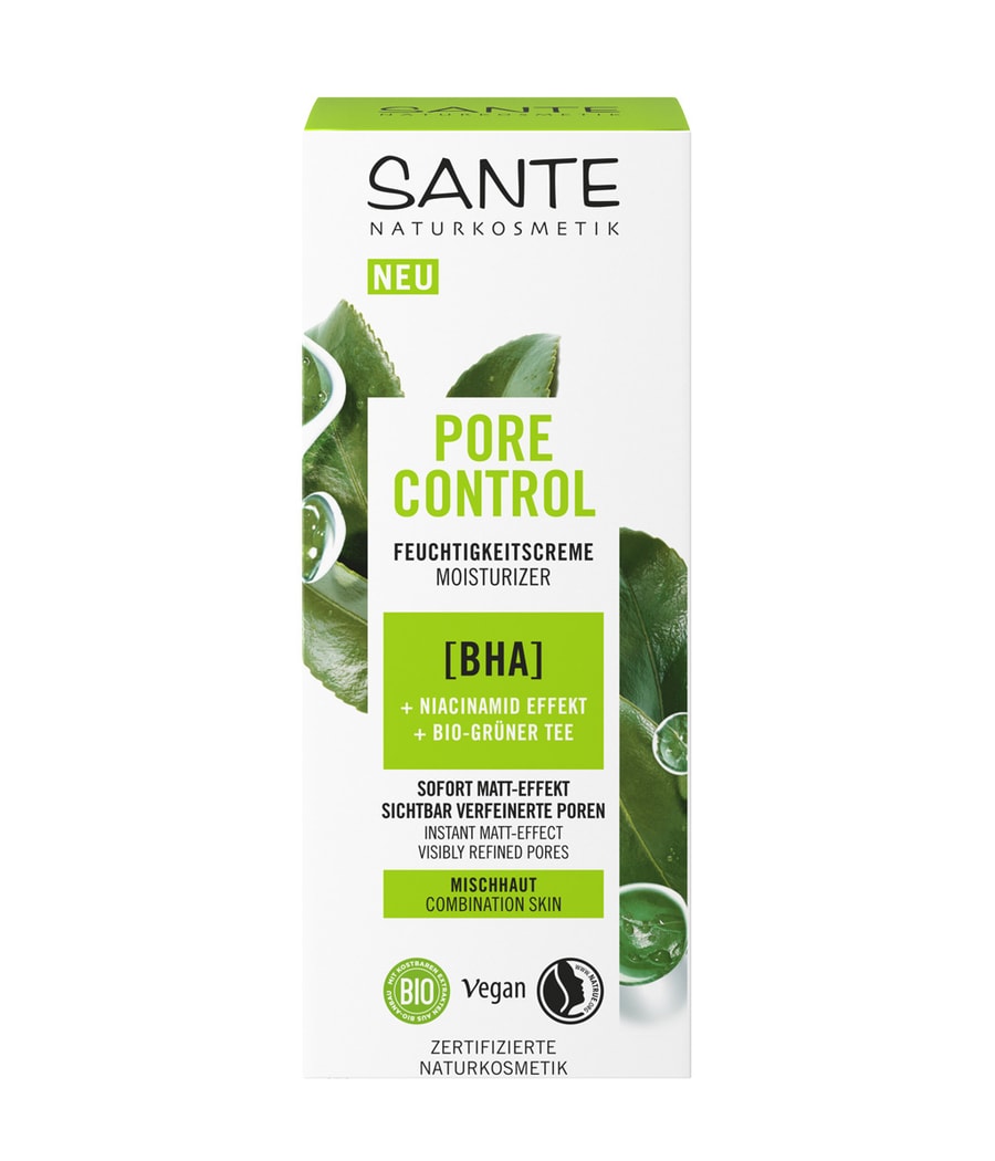 

Крем для лица Sante Pore Control – Feuchtigkeitscreme BHA, Niacinamid Komplex & Bio-Grüner Tee, 50 ml
