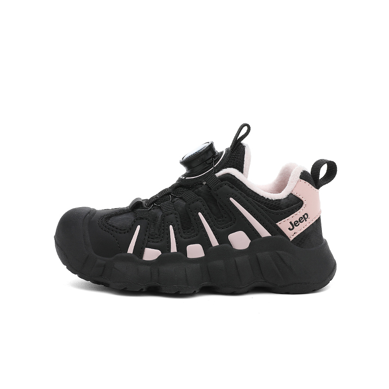 

Детские низкие уличные кроссовки Synthetic Leather Thermal Abrasion Resistant Waterproof Anti Kick Kids' Jeep, темно-night розовый-fleece-lined thin cotton