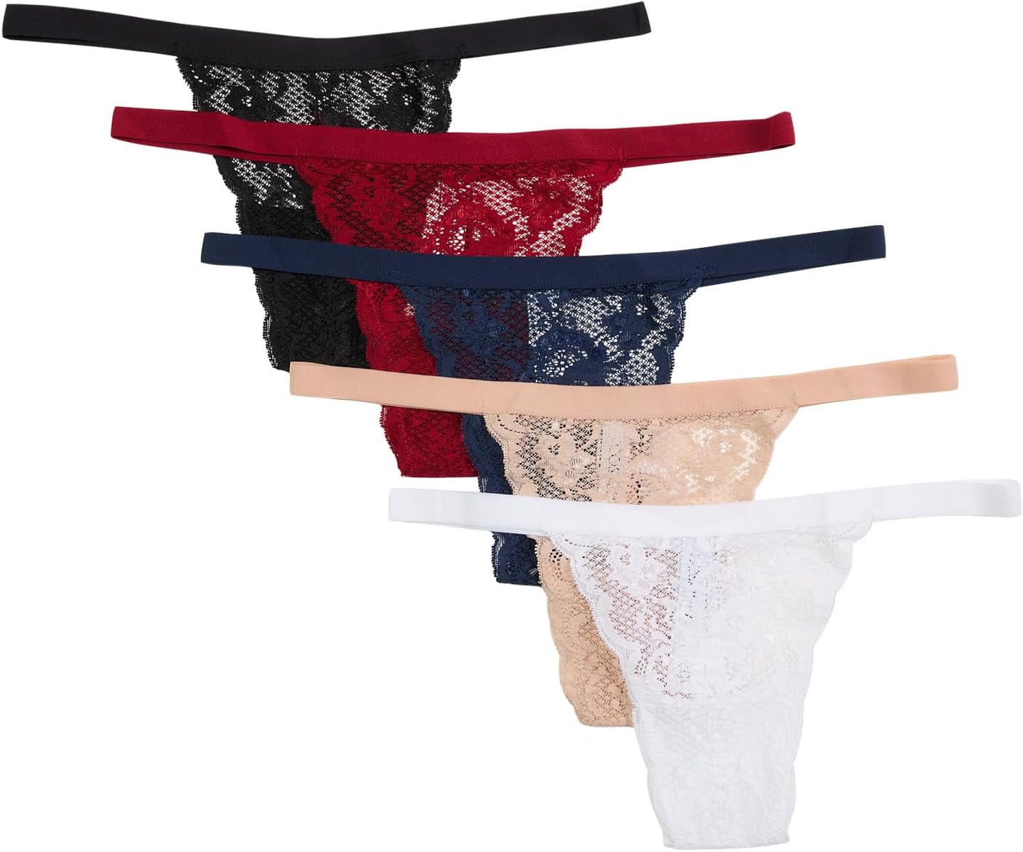 

Женские стринги Never Say Never, комплект из 5 трусиков-стрингов Skimpie Cosabella, Black/Navyblue/Sindoorred/Sette/White