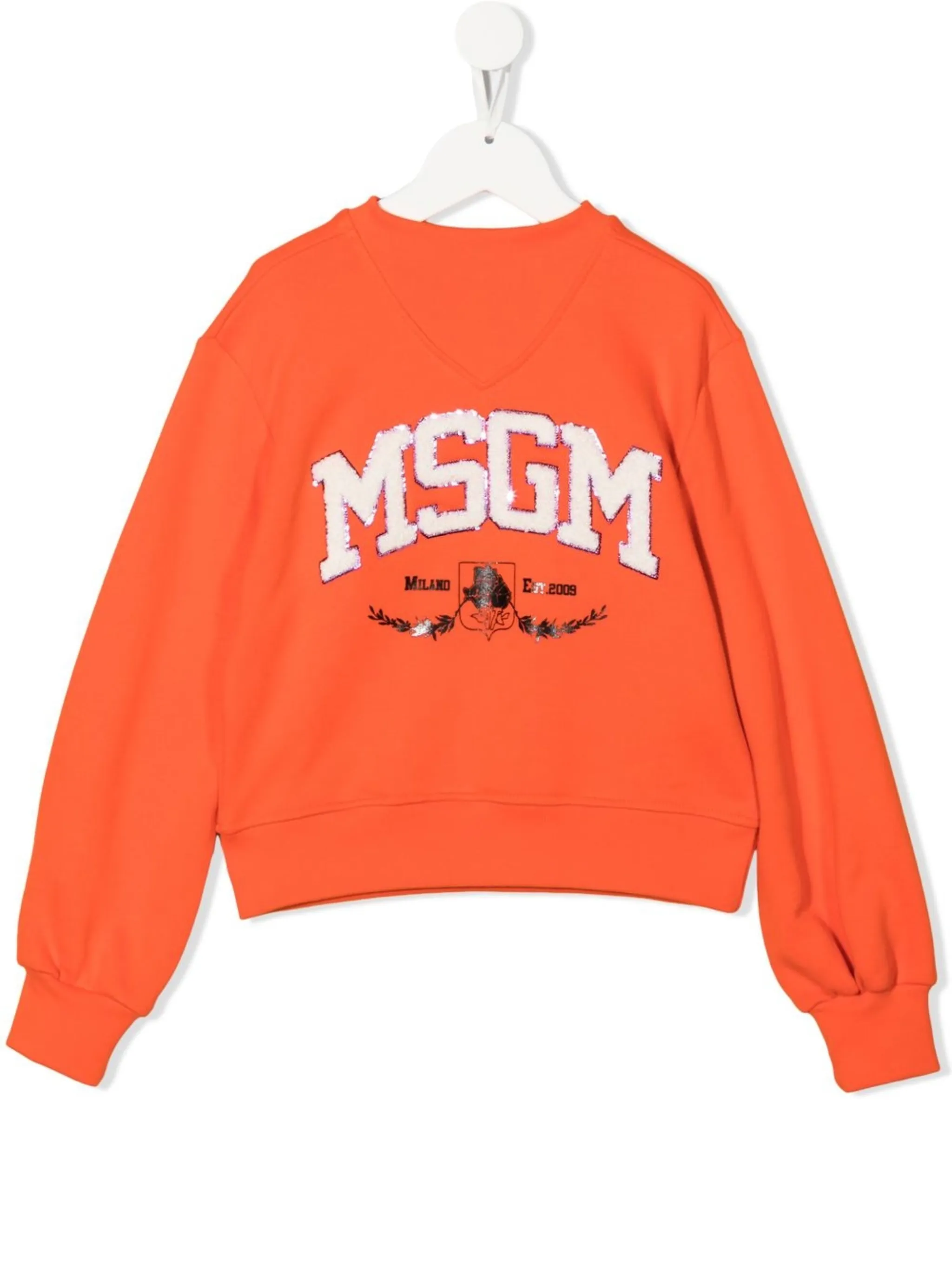

Толстовка с фактурным логотипом Msgm Kids, оранжевый