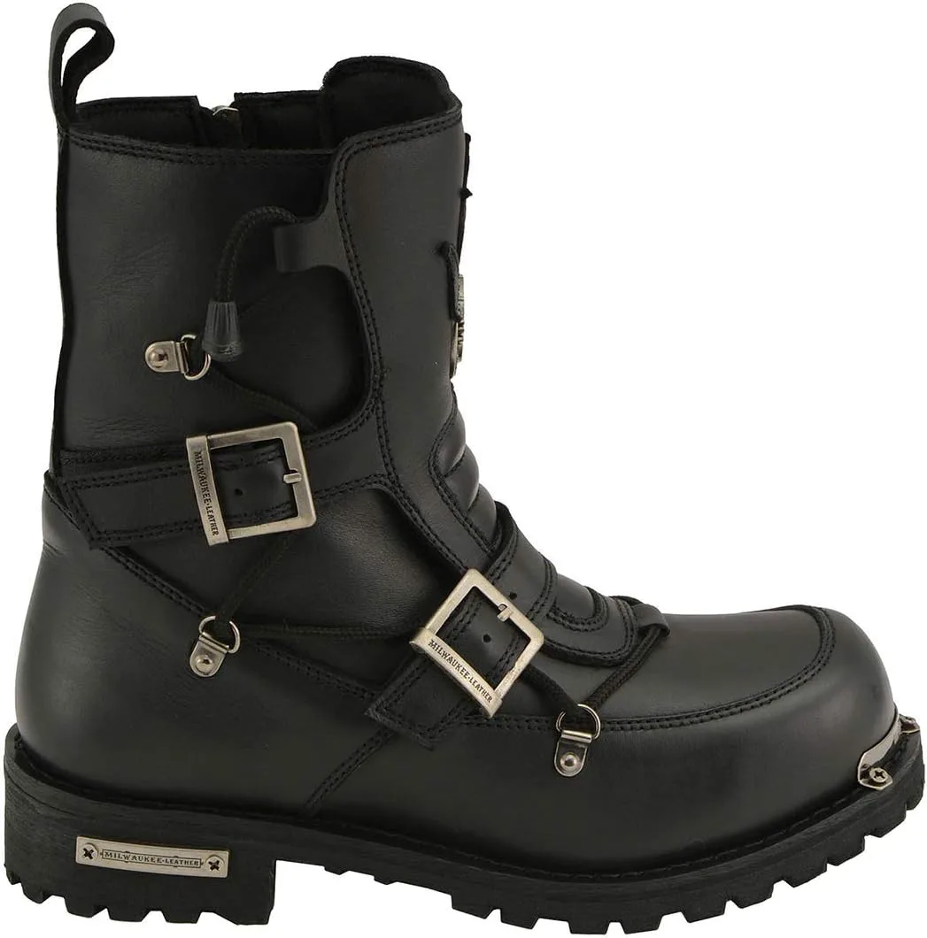

Мужские кожаные мотоциклетные ботинки Milwaukee с гладким носком - размер 7.5 Milwaukee Leather, черный