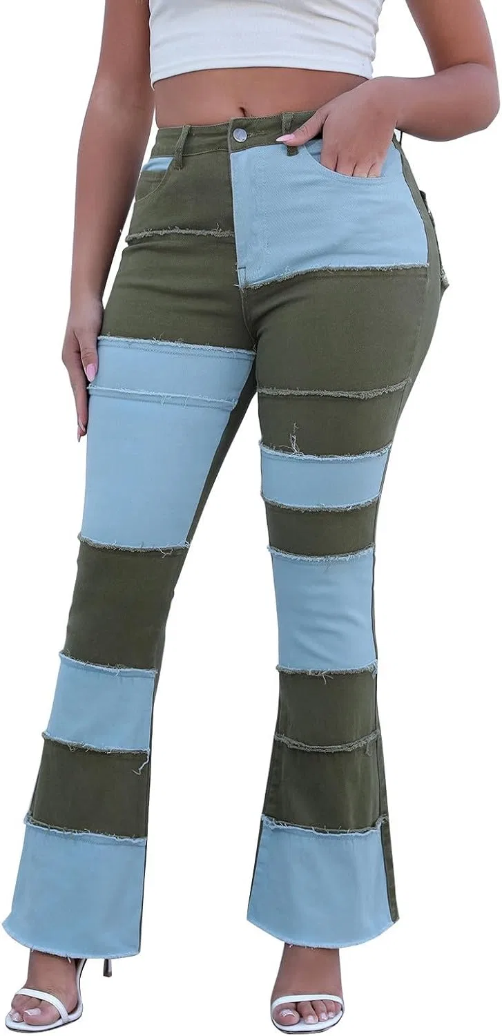 Джинсы клеш, army green