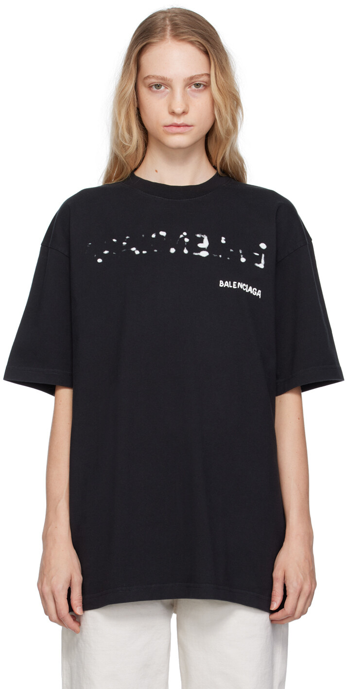 

Черная футболка с рисунком Balenciaga, Черный, Черная футболка с рисунком Balenciaga