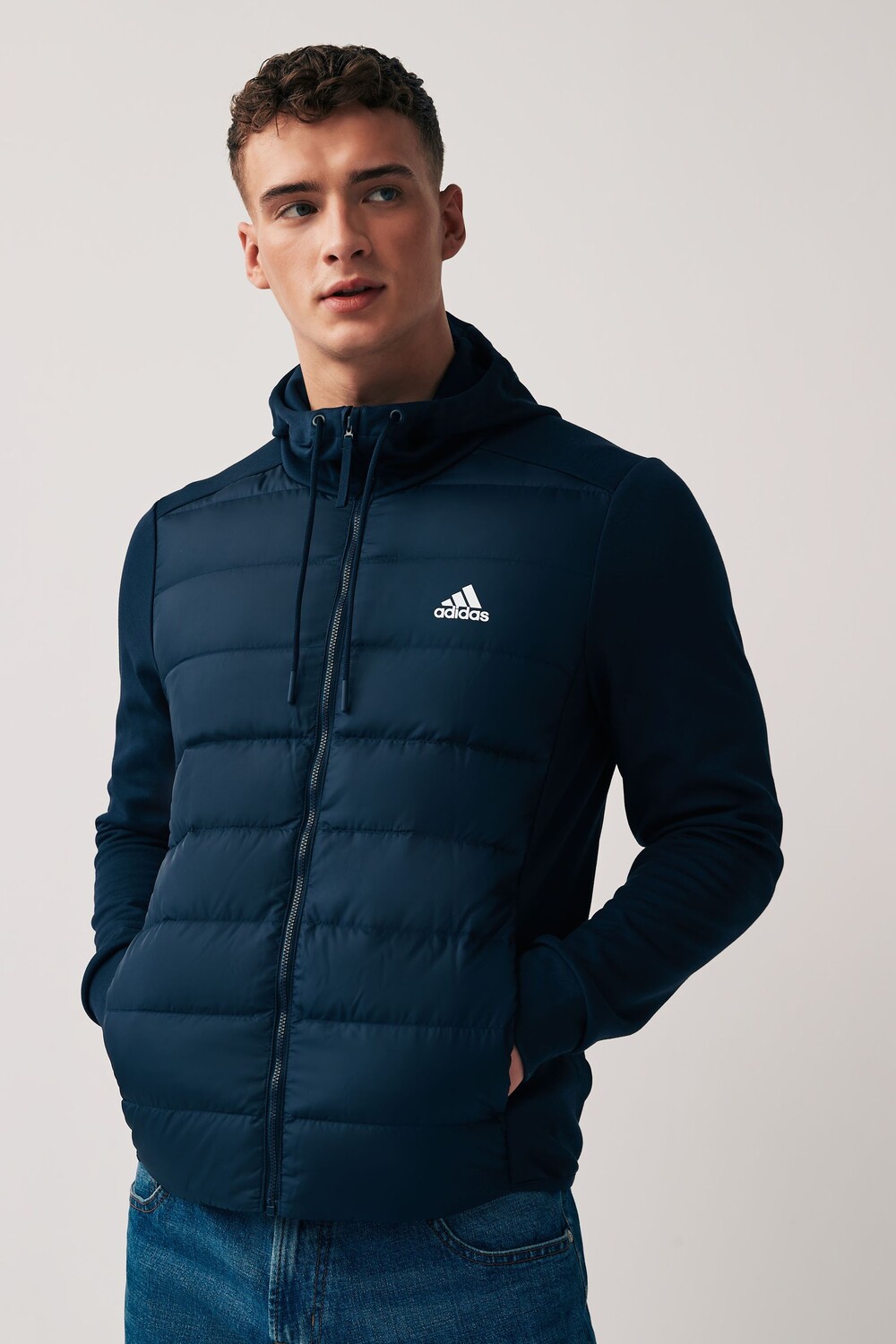 

Гибридный пуховик Terrex Essentials с капюшоном Adidas, синий