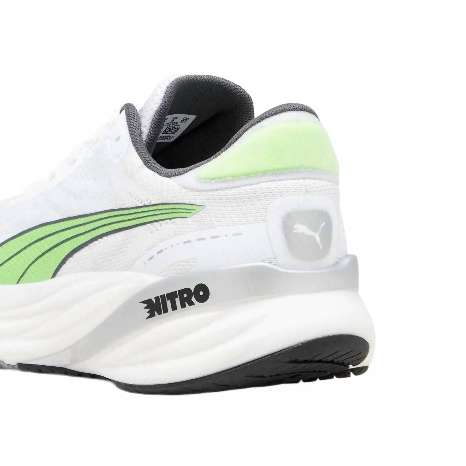 Мужские кроссовки Magnify Nitro 2 белого/ледяно-серого/зеленого цвета Puma, White/Glacial Gray/Speed Green — фото 3