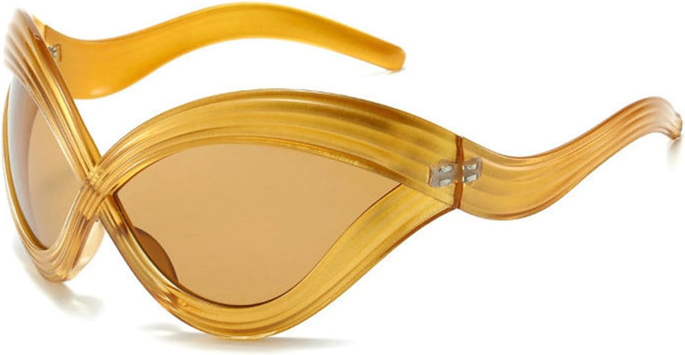 

Солнцезащитные очки Helena Y2K, футуристические солнцезащитные очки с обтекаемой формой, модные для мужчин и женщин, защитная маска-козырек, очки в стиле хип-хоп, Yellow