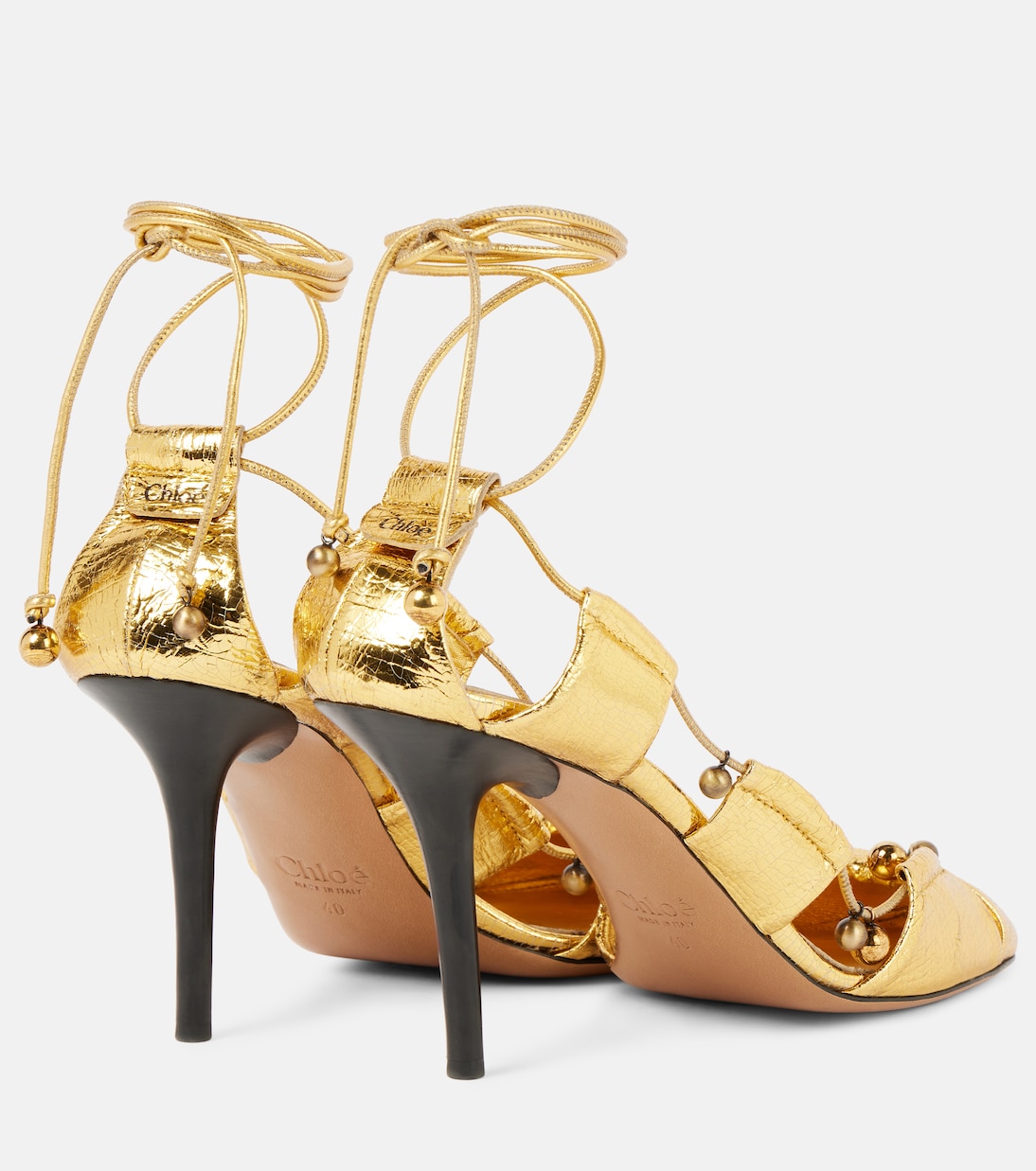 Туфли Luna из металлизированной кожи Chloé, Gold Color — фото 2