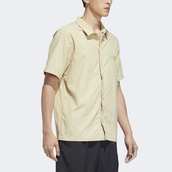 Рубашка adidas originals Solid Color Cartoon Pattern Casual Short Sleeve Shirt Khaki, мультиколор — фото 4