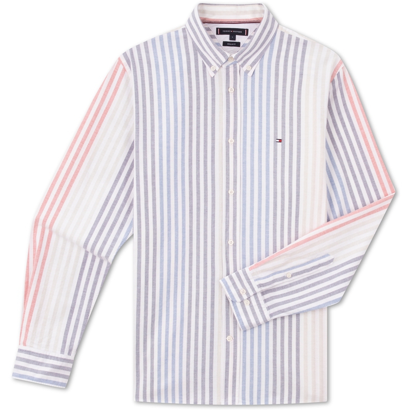 Tommy Hilfiger Рубашка мужская в красно-сине-белую полоску — фото 3