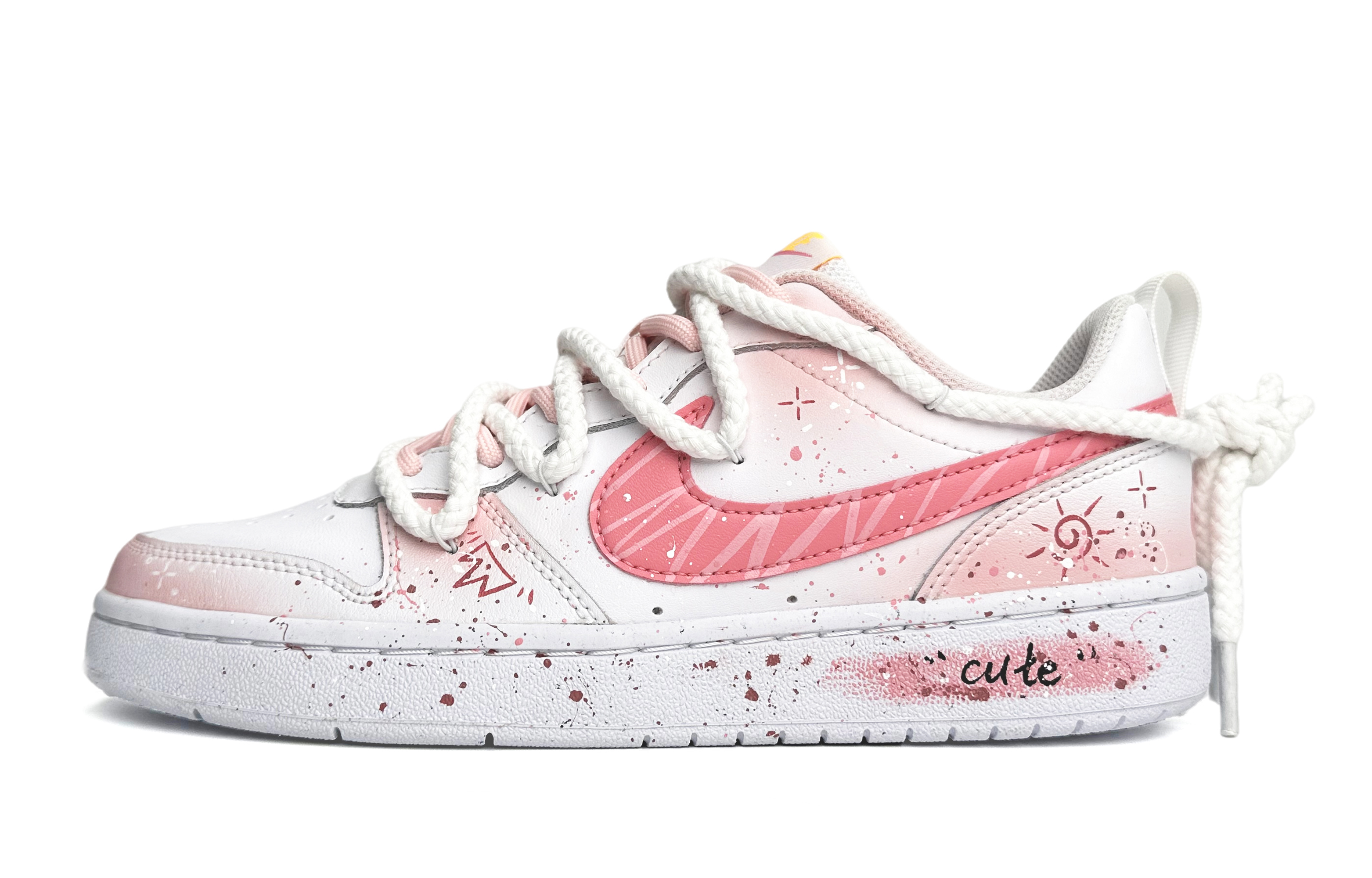 

Кроссовки Nike Court Borough Skateboard Shoes Women's Low-Top Pink White