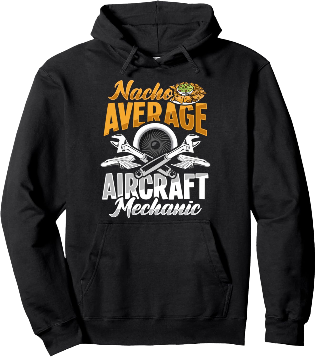 

Худи с дизайном «Папа-авиамеханик» и надписью «Любитель начо» Aircraft Mechanic Dad Design, черный