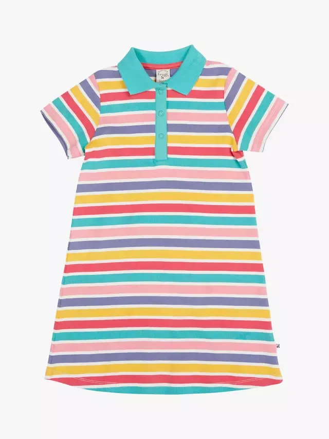 Детское ребристое платье-поло Erin, в полоску Frugi