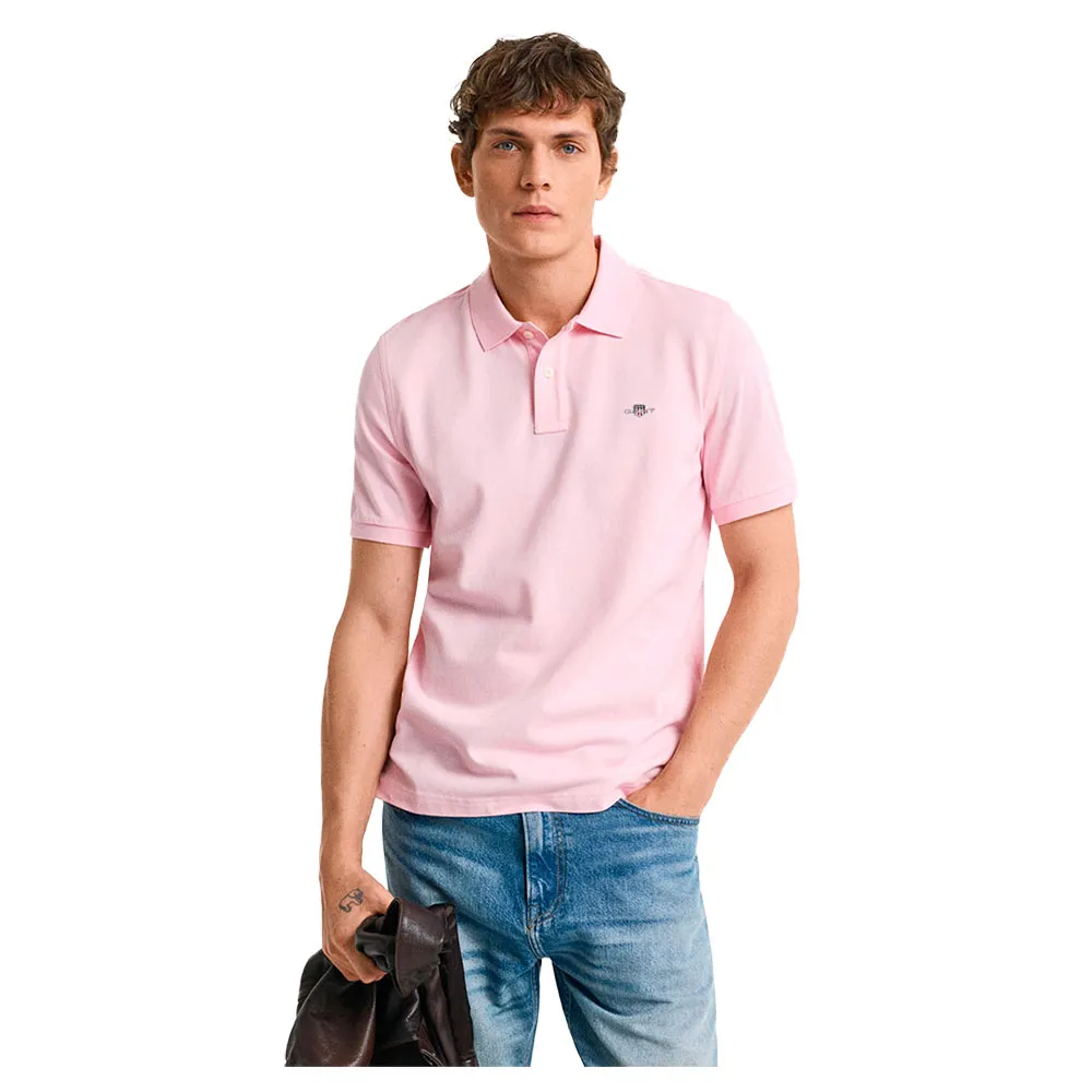 

Поло с коротким рукавом Gant Reg Shield, розовый
